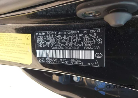 2004 Lexus Es 330 из США, поврежденный, VIN JTHBA30G140001408